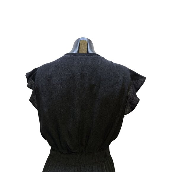 Kate Spade Black Flutter Sleeve V-Neck Elastic Waist Dress Size 12 - Picture 5 of 7